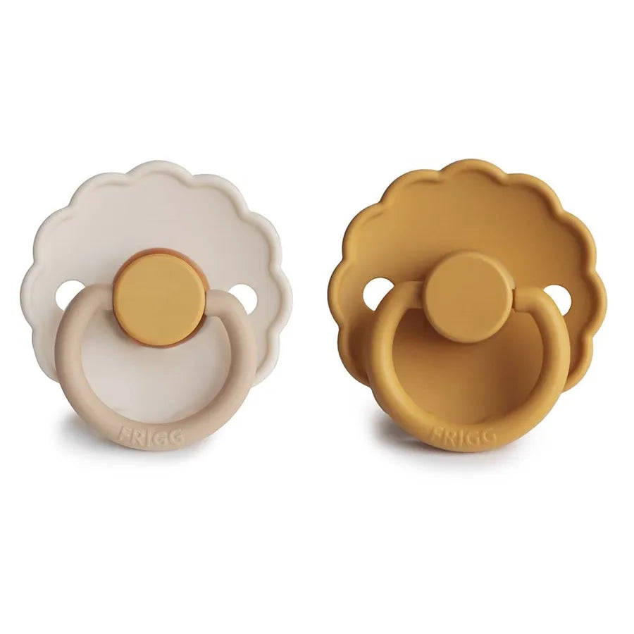 Suzete din cauciuc natural Daisy, set de 2 bucăți, chamomile/honey gold