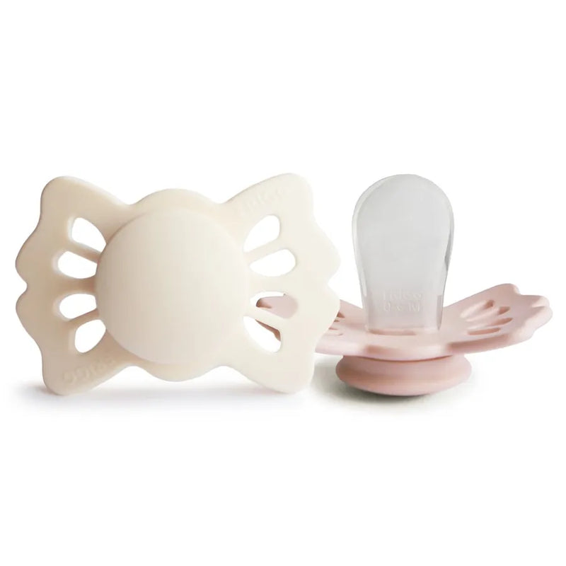 Suzete simetrice din silicon Lucky, set de 2 bucăți, cream/blush