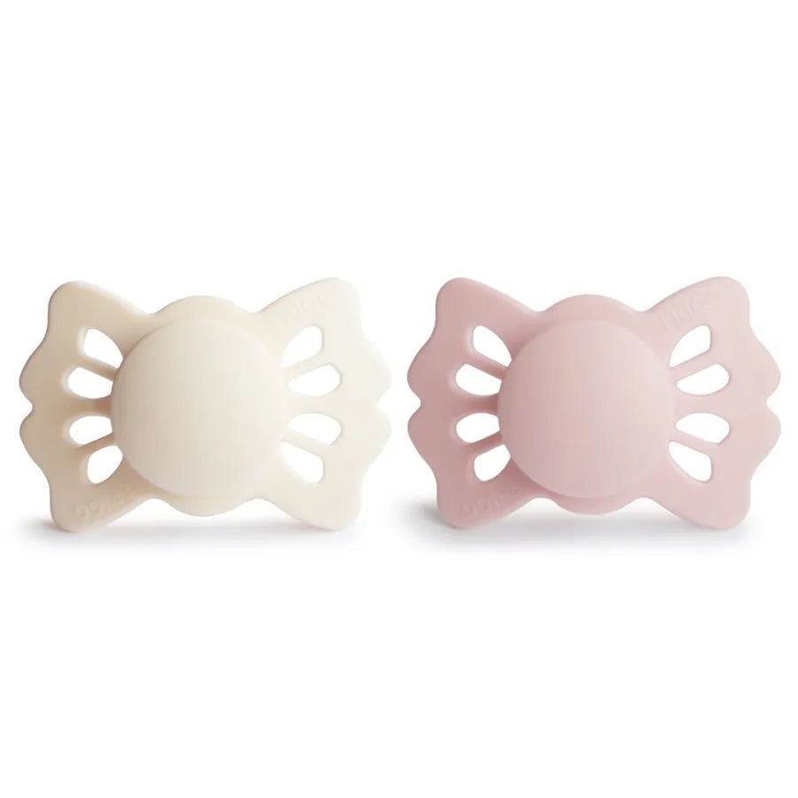 Suzete simetrice din silicon Lucky, set de 2 bucăți, cream/blush