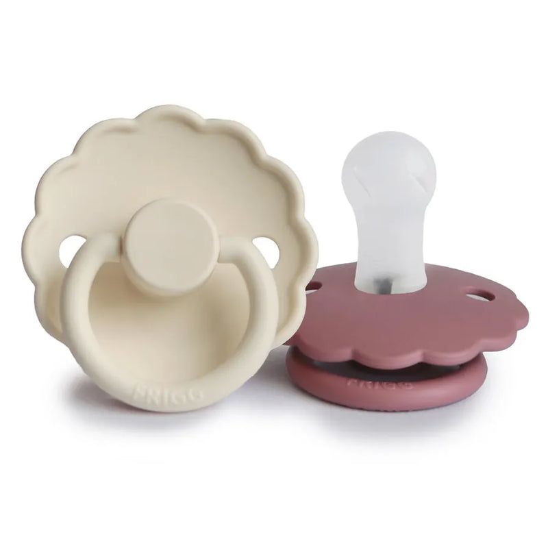 Suzete din silicon Daisy, set de 2 bucăți, cream/cedar