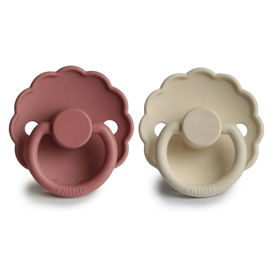 Suzete din silicon Daisy, set de 2 bucăți, cream/cedar