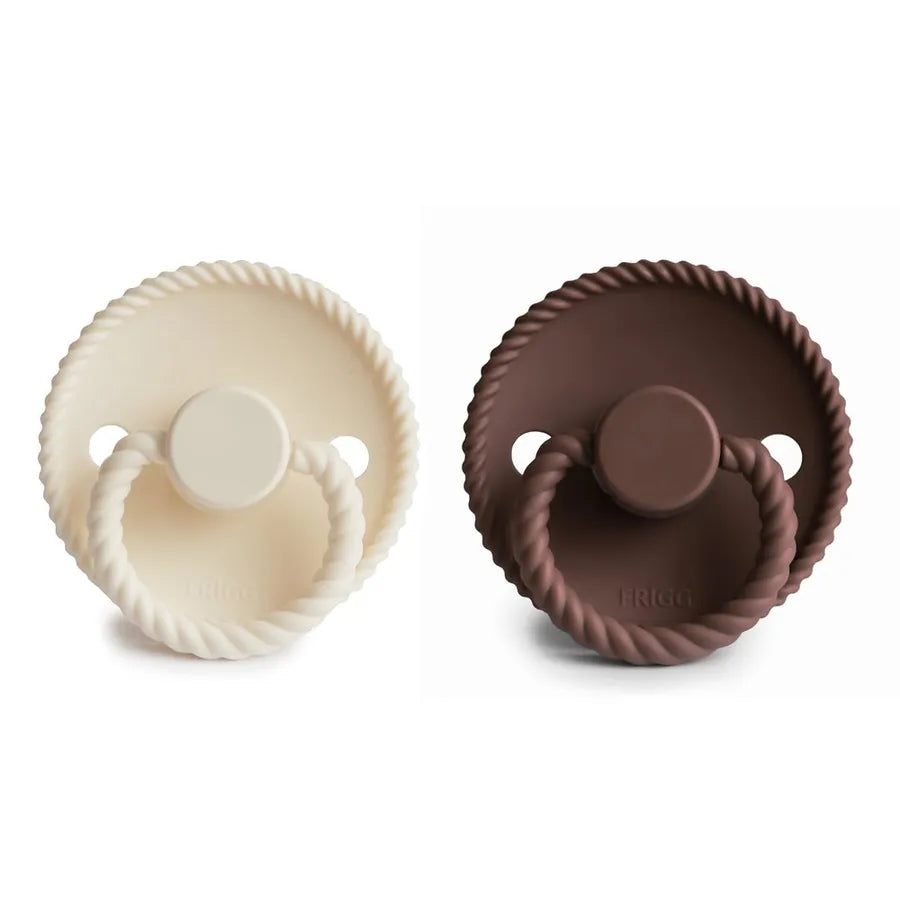 Suzete din silicon Rope, set de 2 bucăți, cream/cocoa