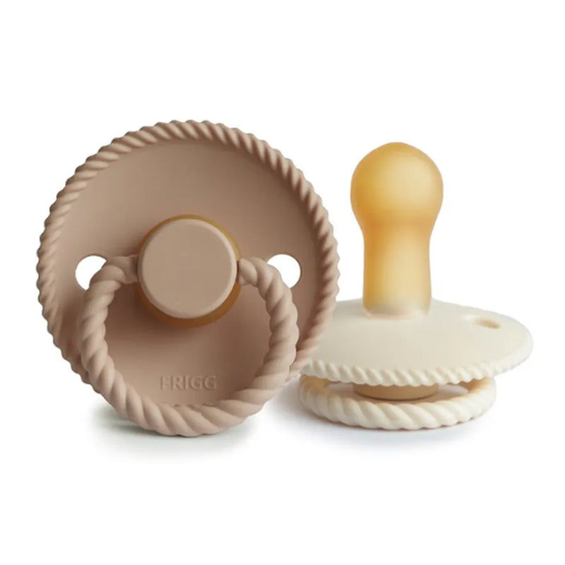 Suzete din cauciuc natural Rope, set de 2 bucăți, cream/croissant