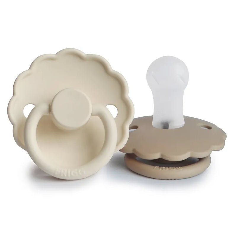 Suzete din silicon Daisy, set de 2 bucăți, cream/croissant