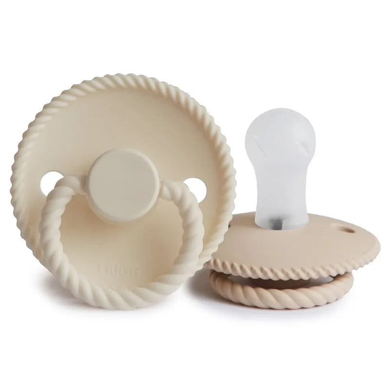 Suzete din silicon Rope, set de 2 bucăți, cream/croissant