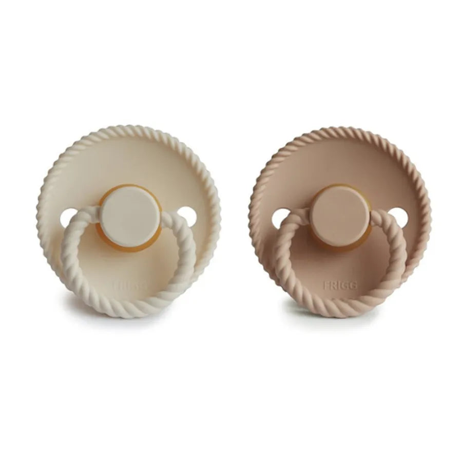 Suzete din cauciuc natural Rope, set de 2 bucăți, cream/croissant