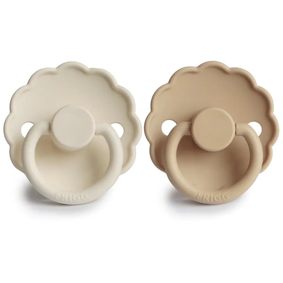 Suzete din silicon Daisy, set de 2 bucăți, cream/croissant