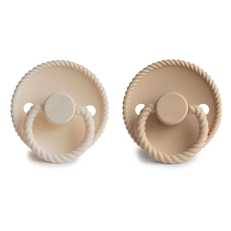 Suzete din silicon Rope, set de 2 bucăți, cream/croissant