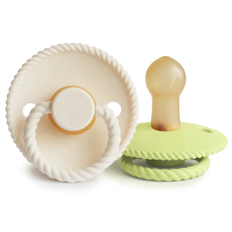 Suzete din cauciuc natural Rope, set de 2 bucăți, cream/green tea