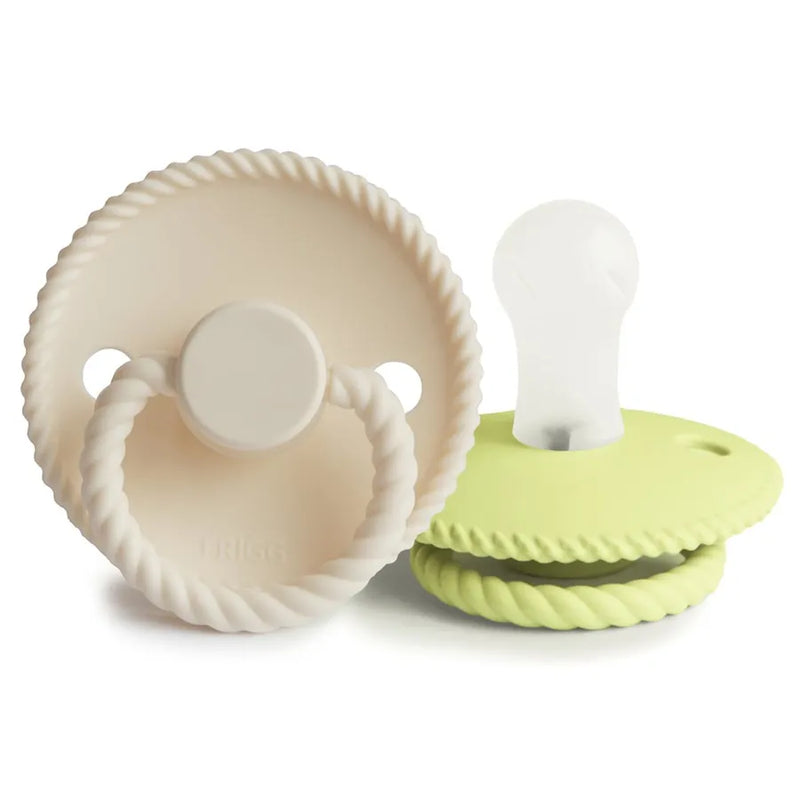 Suzete din silicon Rope, set de 2 bucăți, cream/green tea