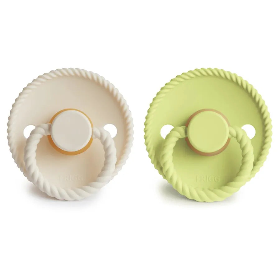Suzete din cauciuc natural Rope, set de 2 bucăți, cream/green tea