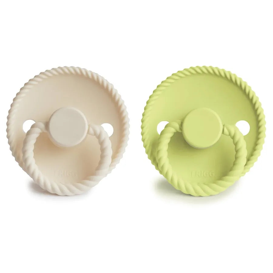 Suzete din silicon Rope, set de 2 bucăți, cream/green tea