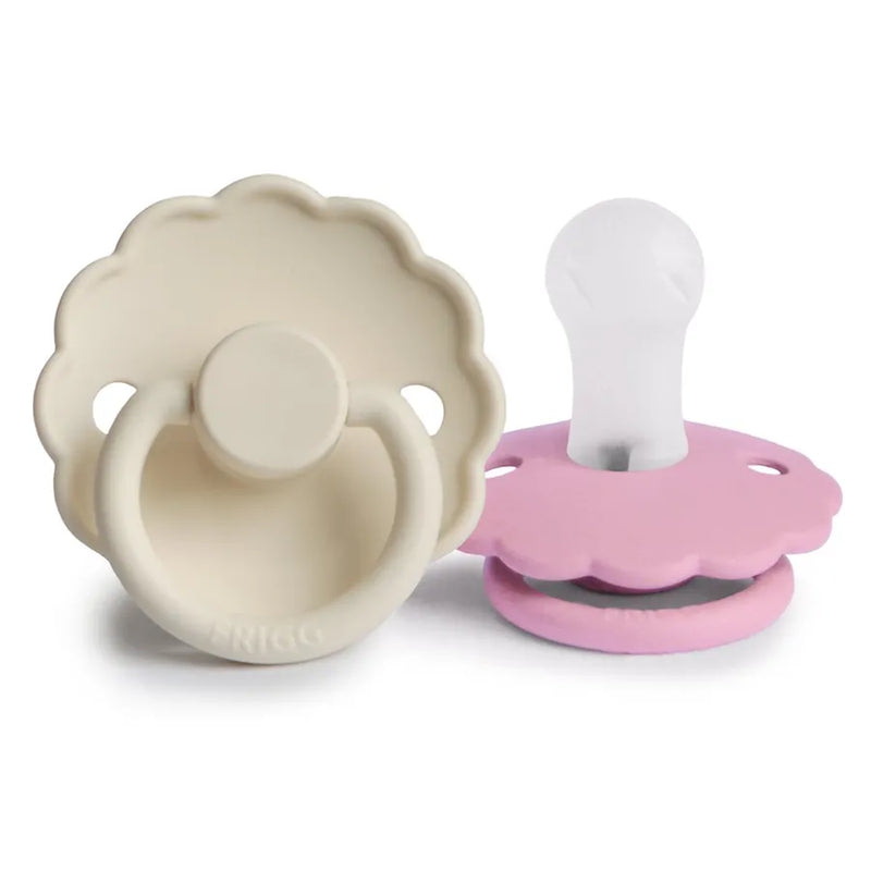 Suzete din silicon Daisy, set de 2 bucăți, cream/lupine