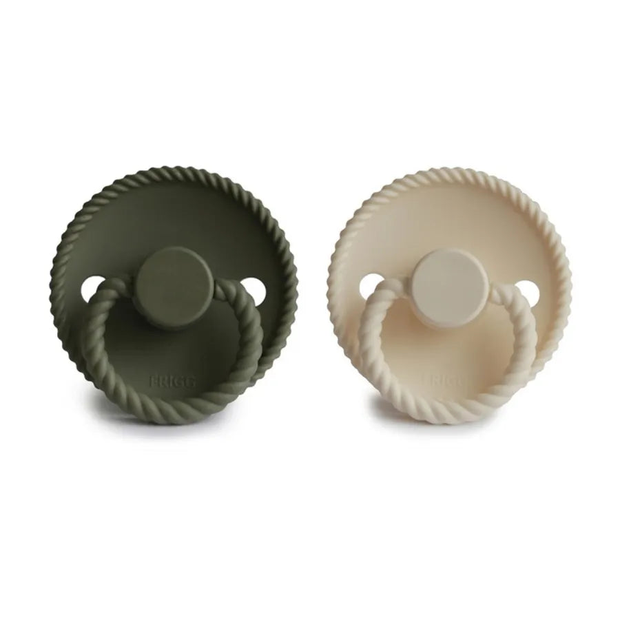 Suzete din silicon Rope, set de 2 bucăți, cream/olive