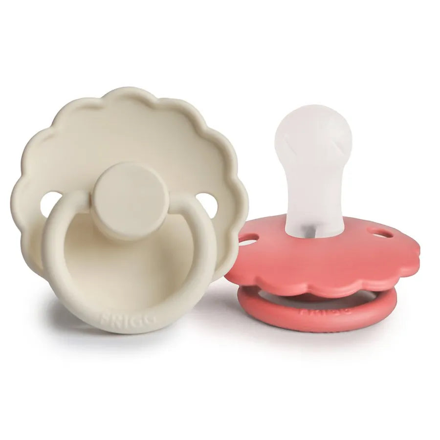 Suzete din silicon Daisy, set de 2 bucăți, cream/poppy