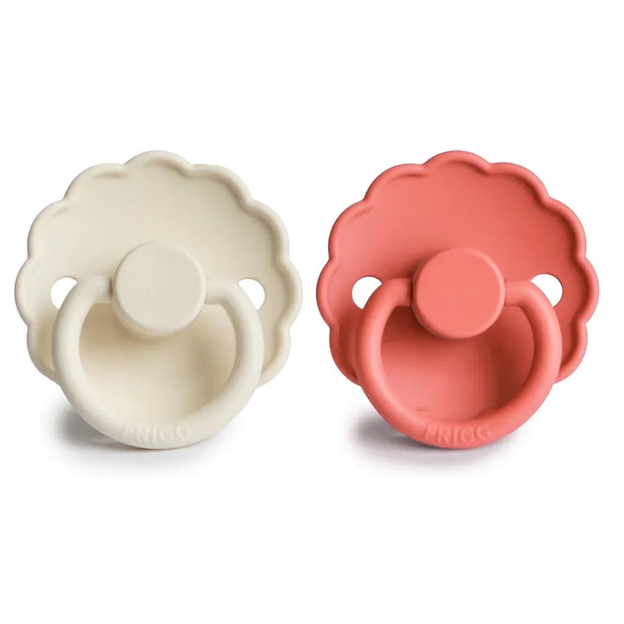 Suzete din silicon Daisy, set de 2 bucăți, cream/poppy