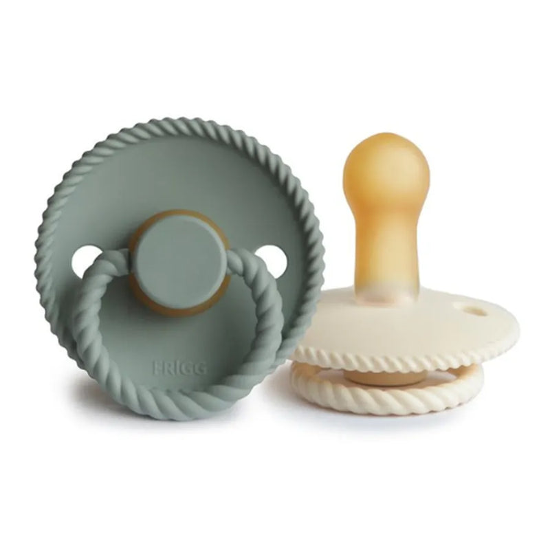 Suzete din cauciuc natural Rope, set de 2 bucăți, cream/sage
