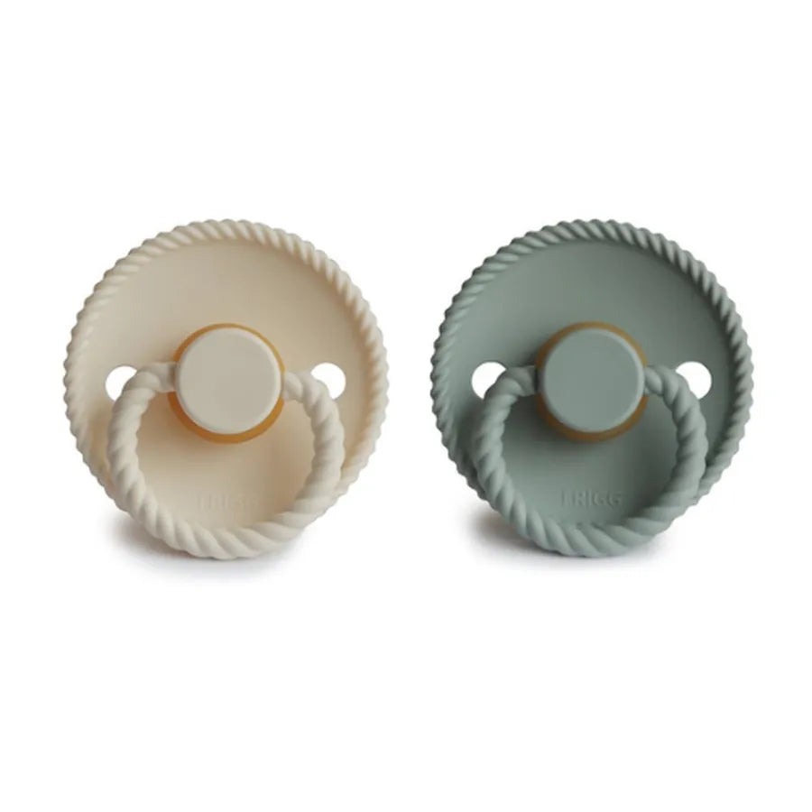 Suzete din cauciuc natural Rope, set de 2 bucăți, cream/sage