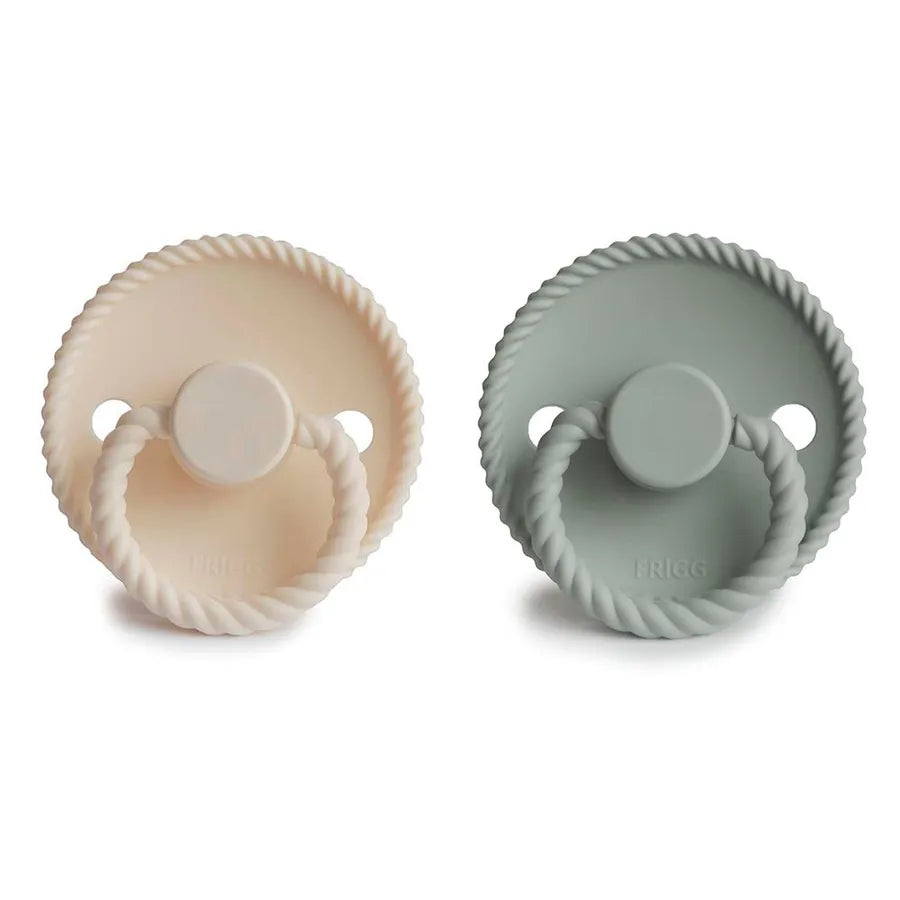 Suzete din silicon Rope, set de 2 bucăți, cream/sage