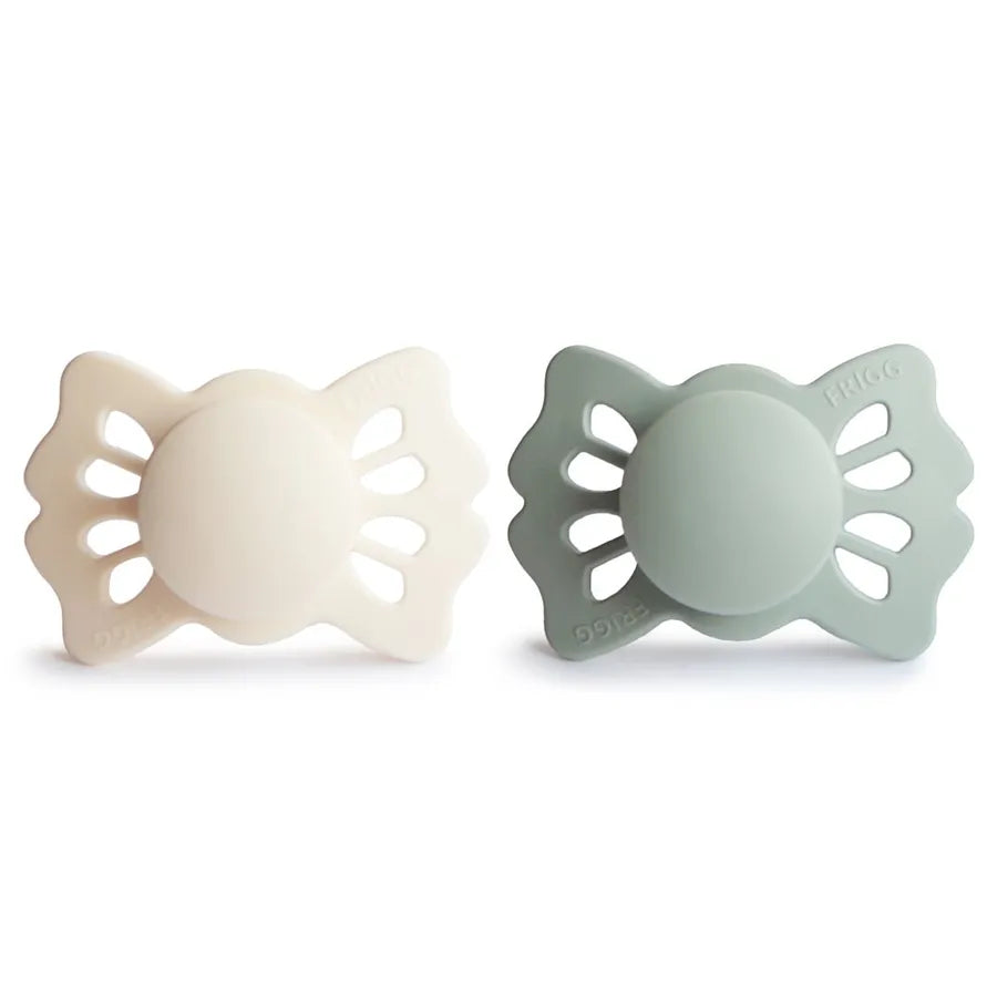 Suzete simetrice din silicon Lucky, set de 2 bucăți, cream/sage