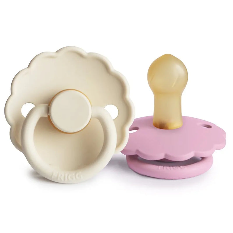 Suzete din cauciuc natural Daisy, set de 2 bucăți, cream/lupine