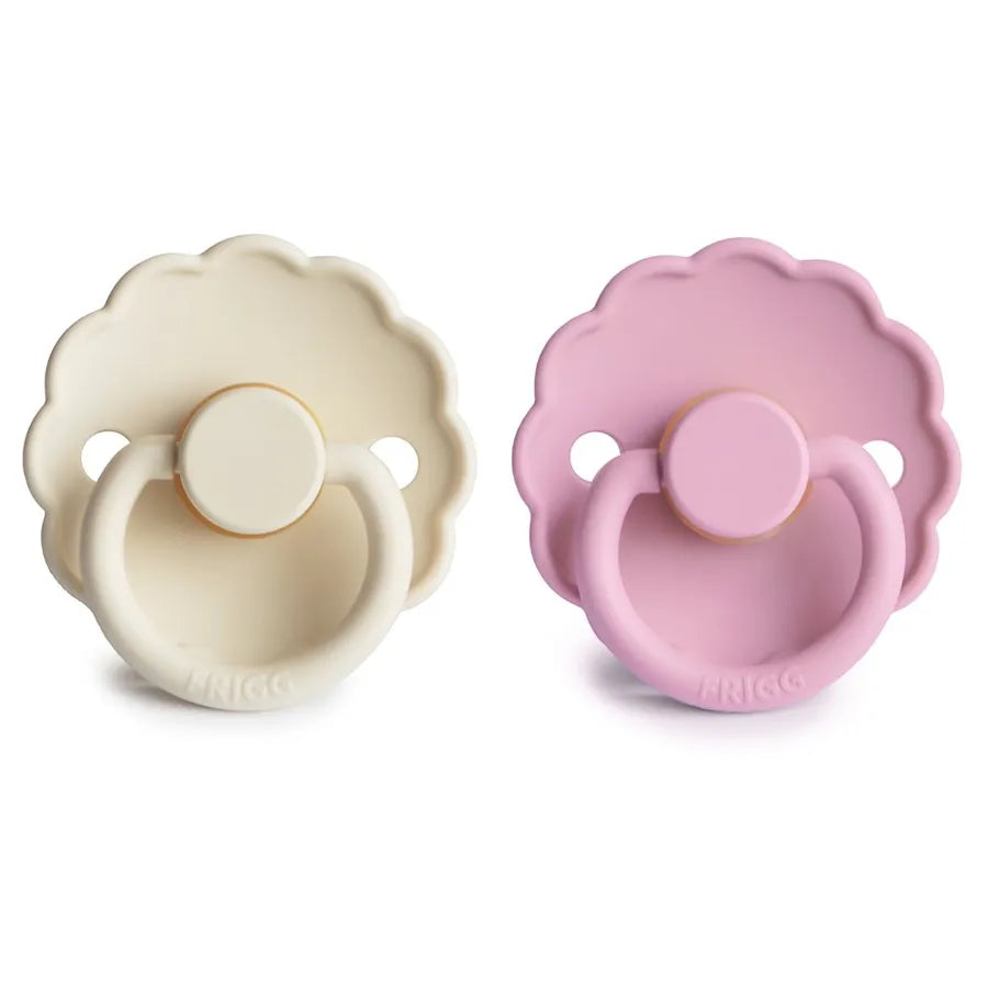Suzete din cauciuc natural Daisy, set de 2 bucăți, cream/lupine