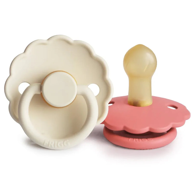 Suzete din cauciuc natural Daisy, set de 2 bucăți, pink cream/poppy