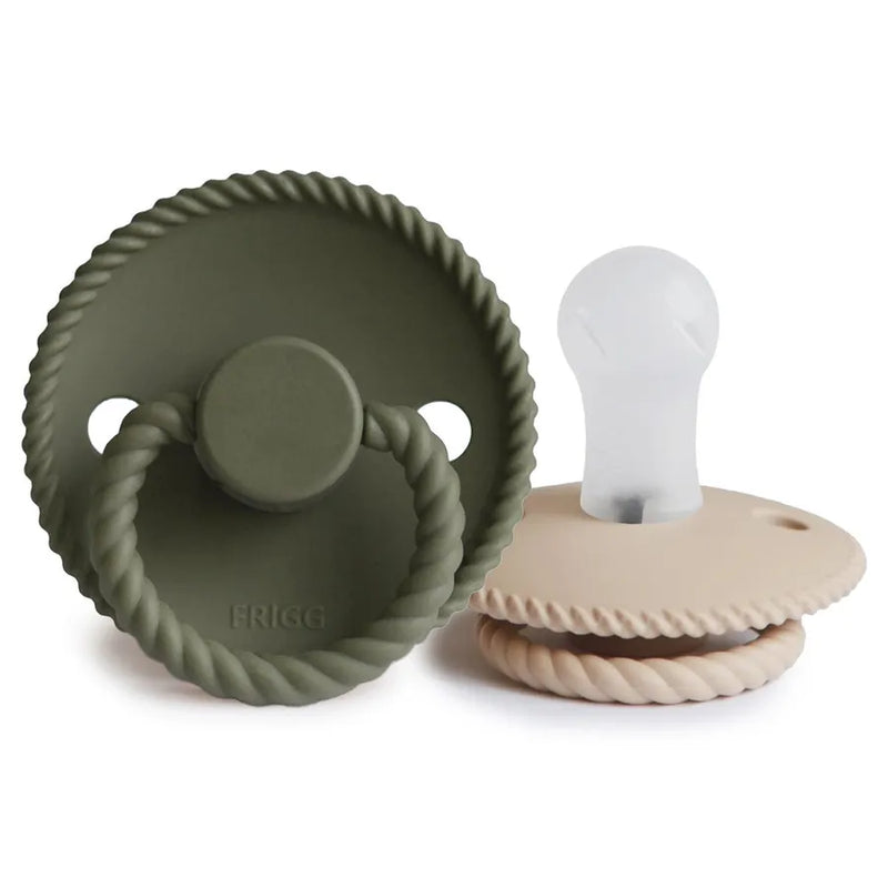 Suzete din silicon Rope, set de 2 bucăți, croissant/olive