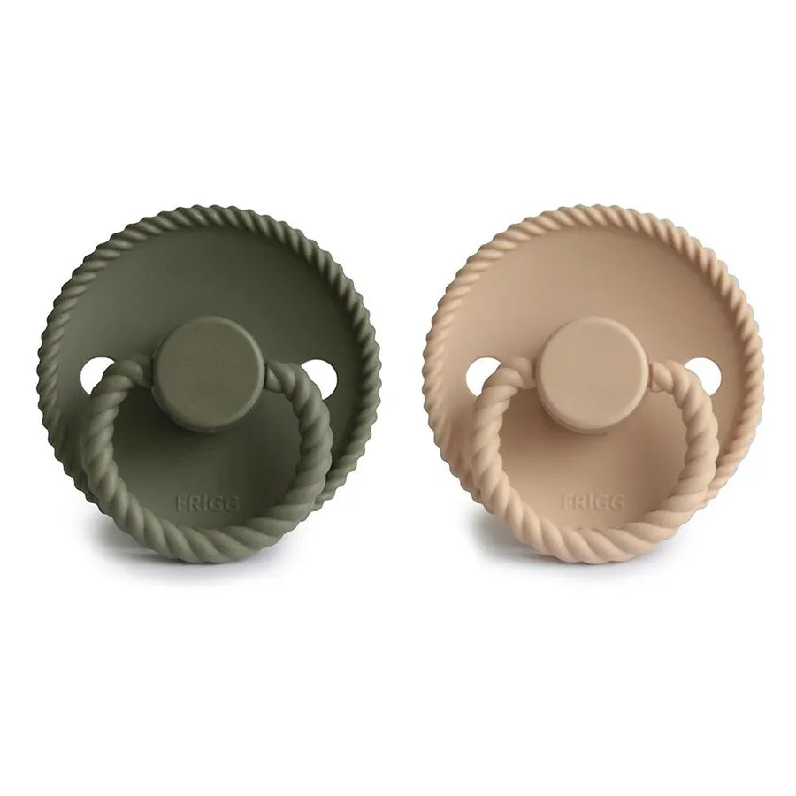 Suzete din silicon Rope, set de 2 bucăți, croissant/olive