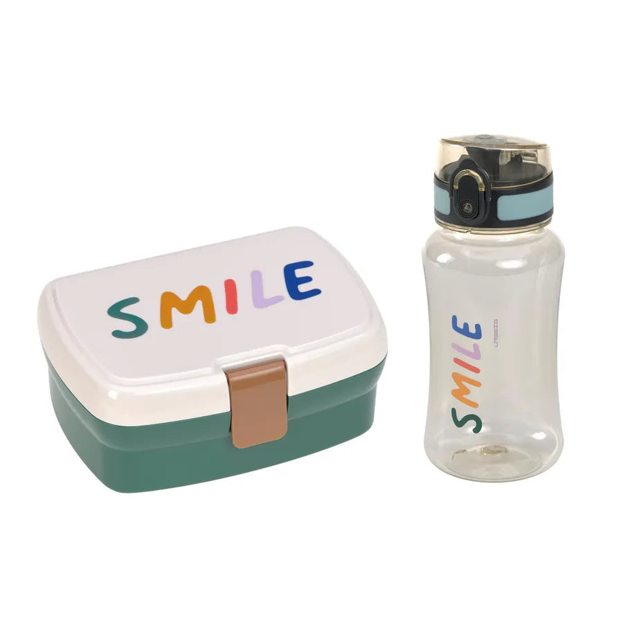 Set cutie de prânz și sticlă din tritan, little gang, milky / ocean green