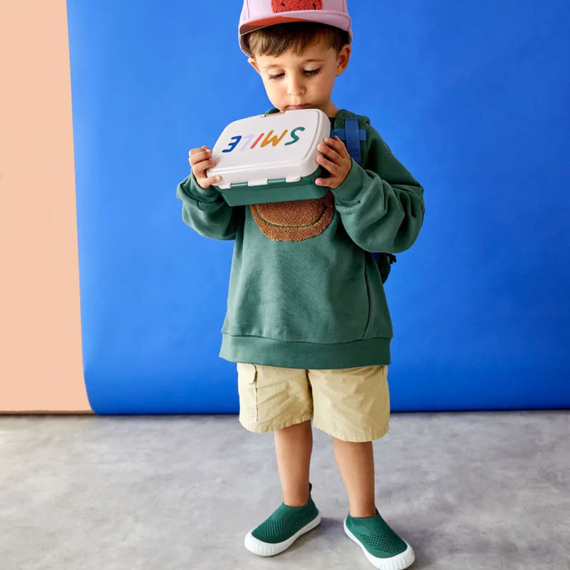 Set cutie de prânz și sticlă din tritan, little gang, milky / ocean green