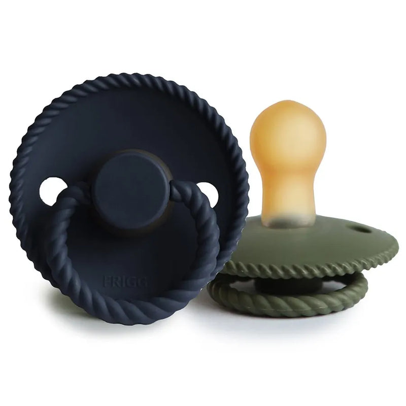 Suzete din cauciuc natural Rope, set de 2 bucăți, dark navy/olive