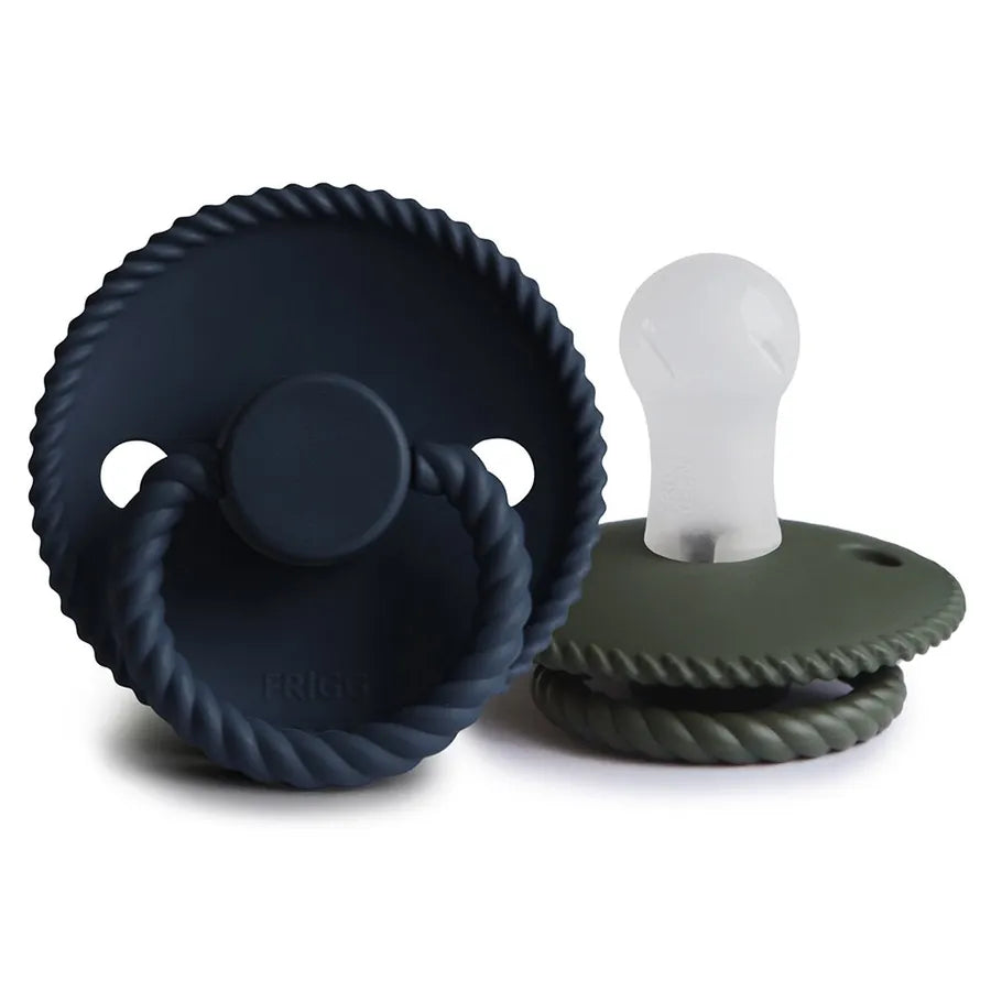 Suzete din silicon Rope, set de 2 bucăți, dark navy/olive