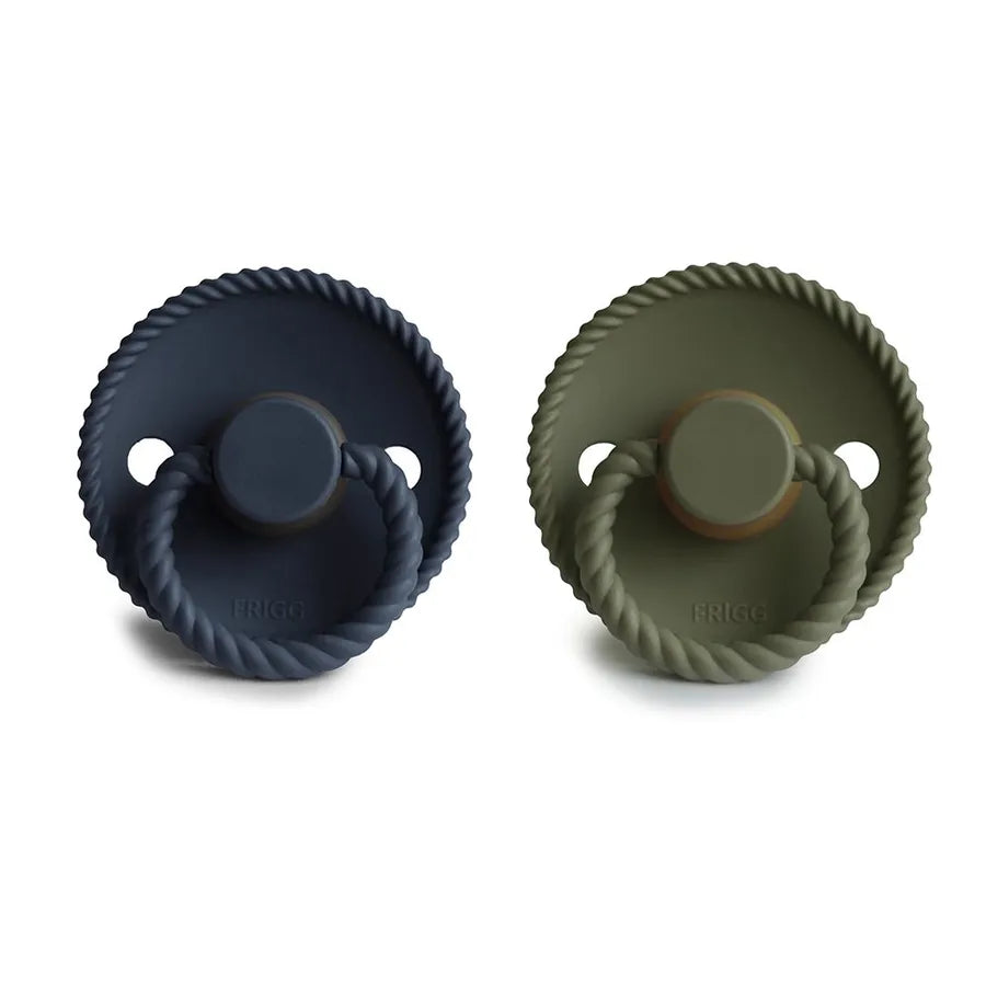 Suzete din cauciuc natural Rope, set de 2 bucăți, dark navy/olive