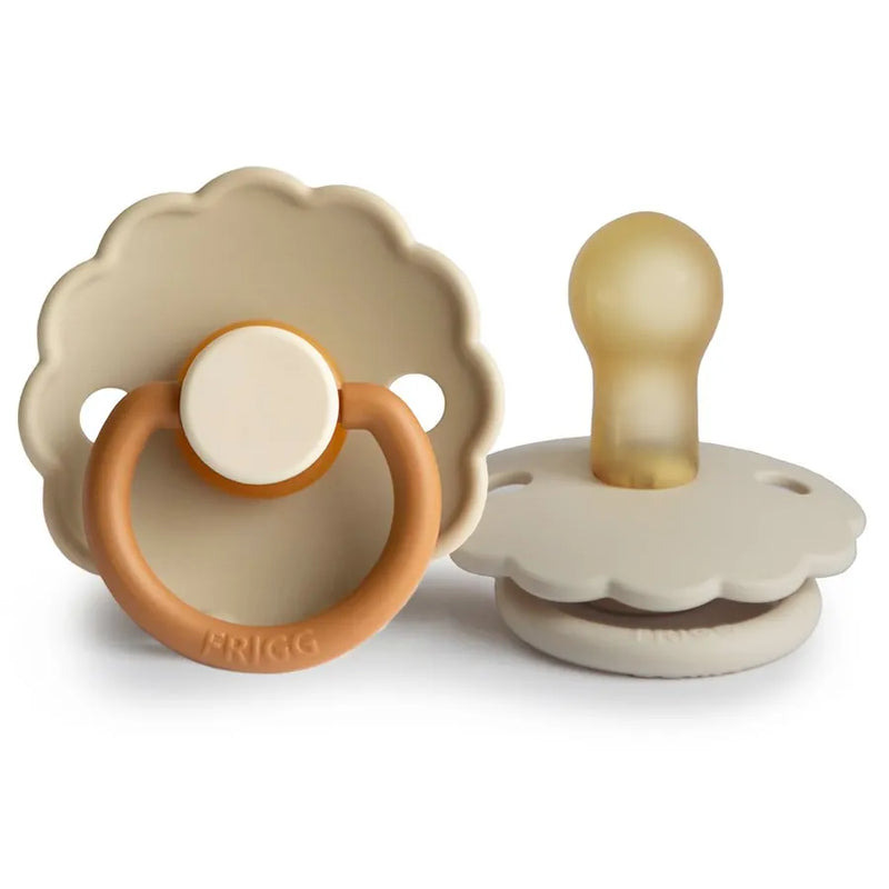 Suzete din cauciuc natural Daisy, set de 2 bucăți, desert/cream