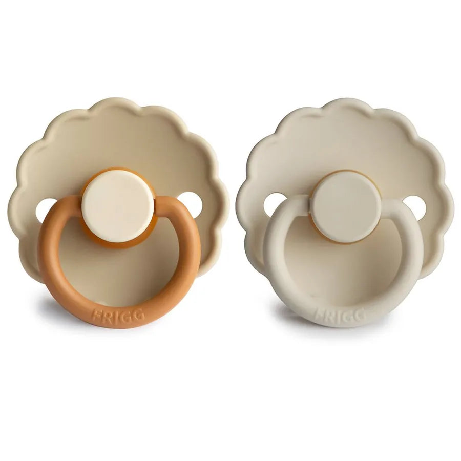Suzete din cauciuc natural Daisy, set de 2 bucăți, desert/cream