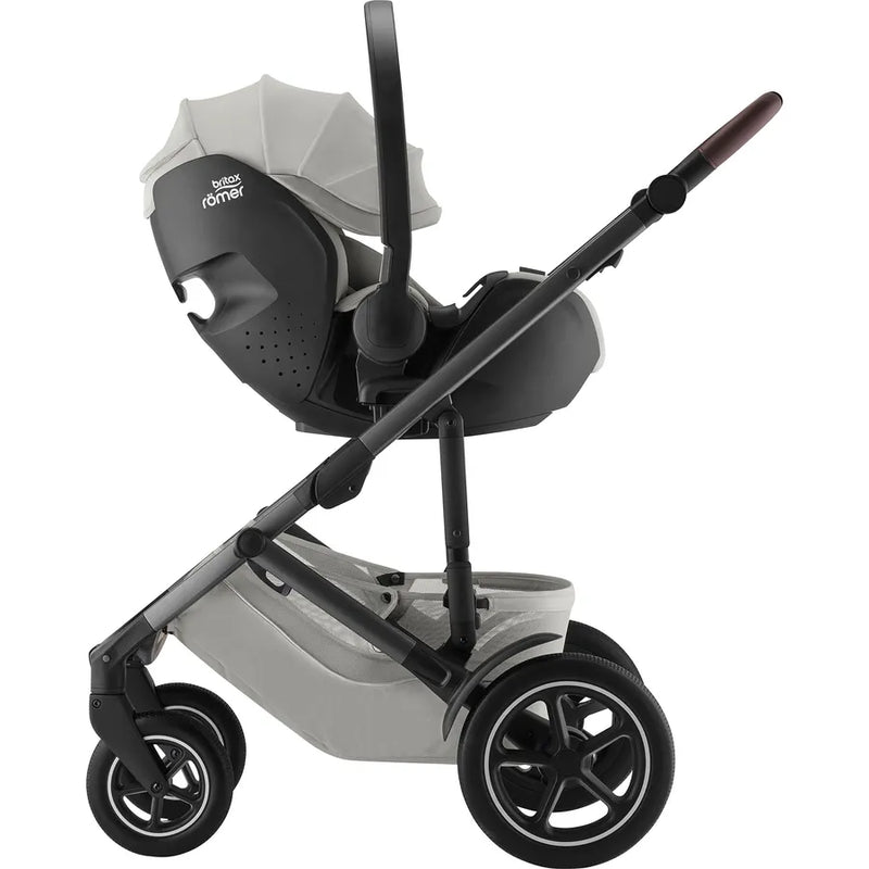 Scaun auto tip scoică pentru copii Britax Römer, reclinabil, 0-15 luni, 40-85 cm, 0-13 kg, BABY-SAFE PRO, linen grey
