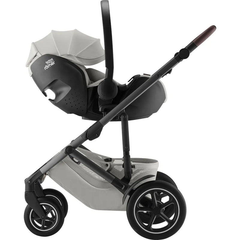 Scaun auto tip scoică pentru copii Britax Römer, reclinabil, 0-15 luni, 40-85 cm, 0-13 kg, BABY-SAFE PRO, linen grey