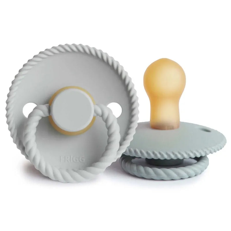 Suzete din cauciuc natural Rope, set de 2 bucăți, french gray/silver gray