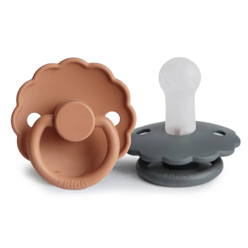 Suzete din silicon Daisy, set de 2 bucăți, graphite/peach bronze