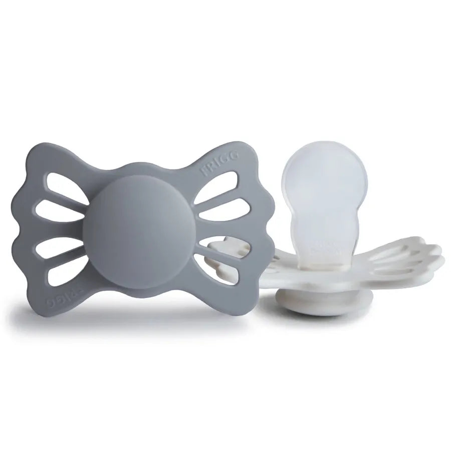 Suzete simetrice din silicon Lucky, set de 2 bucăți, great gray/silver gray