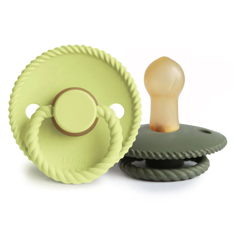 Suzete din cauciuc natural Rope, set de 2 bucăți, green tea/olive