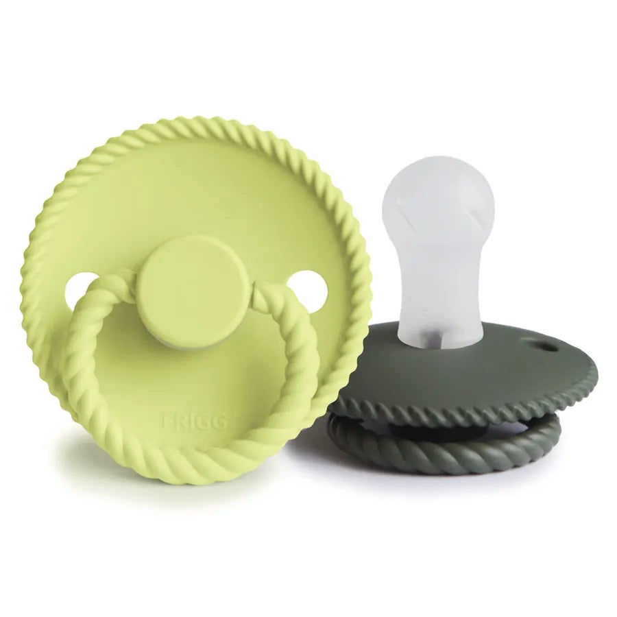 Suzete din silicon Rope, set de 2 bucăți, green tea/olive