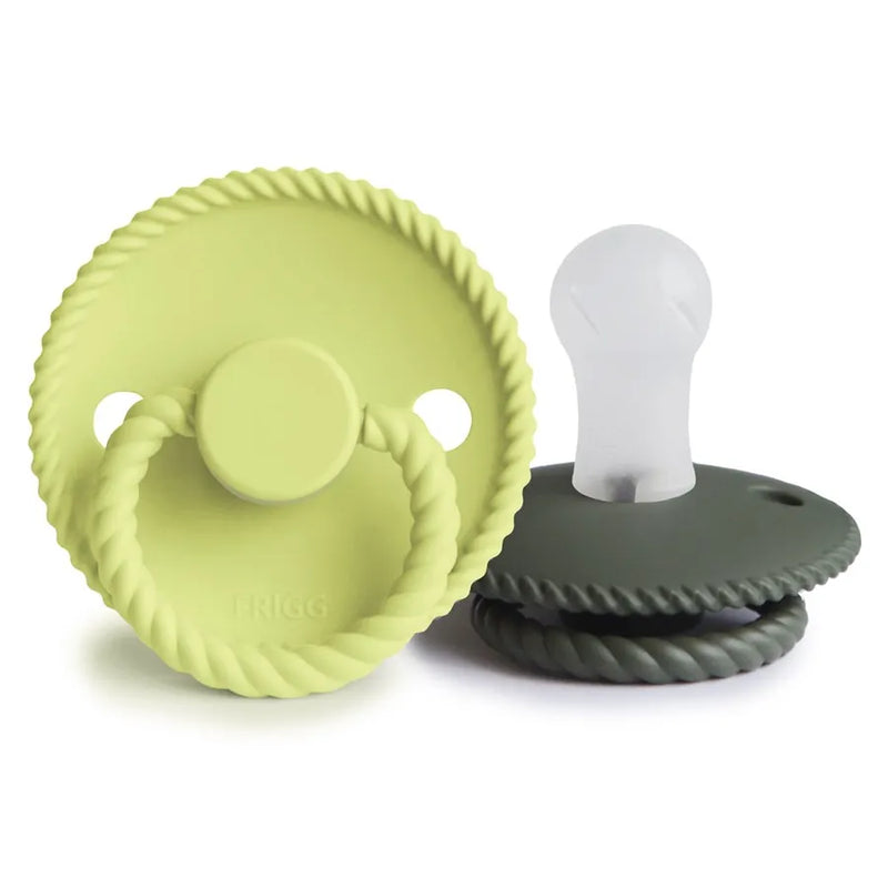 Suzete din silicon Rope, set de 2 bucăți, green tea/olive