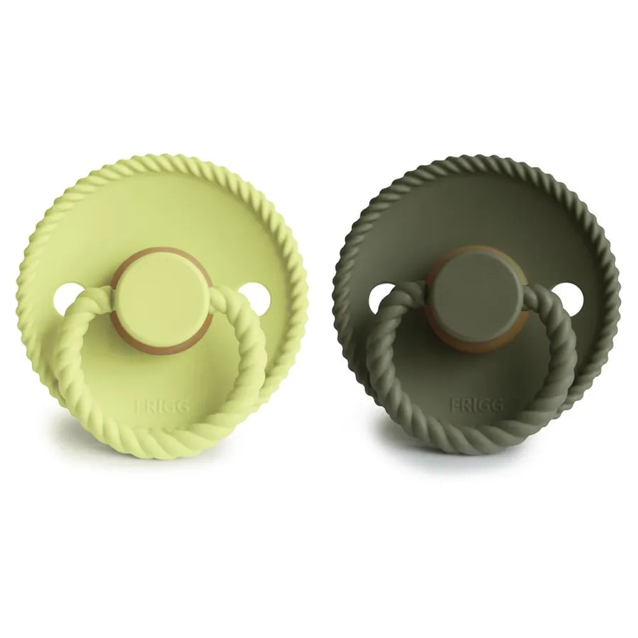 Suzete din cauciuc natural Rope, set de 2 bucăți, green tea/olive