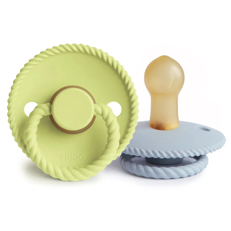 Suzete din cauciuc natural Rope, set de 2 bucăți, green tea/powder blue