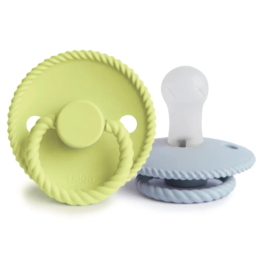 Suzete din silicon Rope, set de 2 bucăți, green tea/powder blue