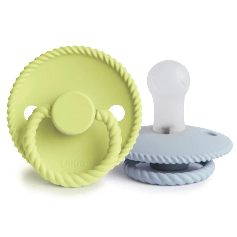 Suzete din silicon Rope, set de 2 bucăți, green tea/powder blue