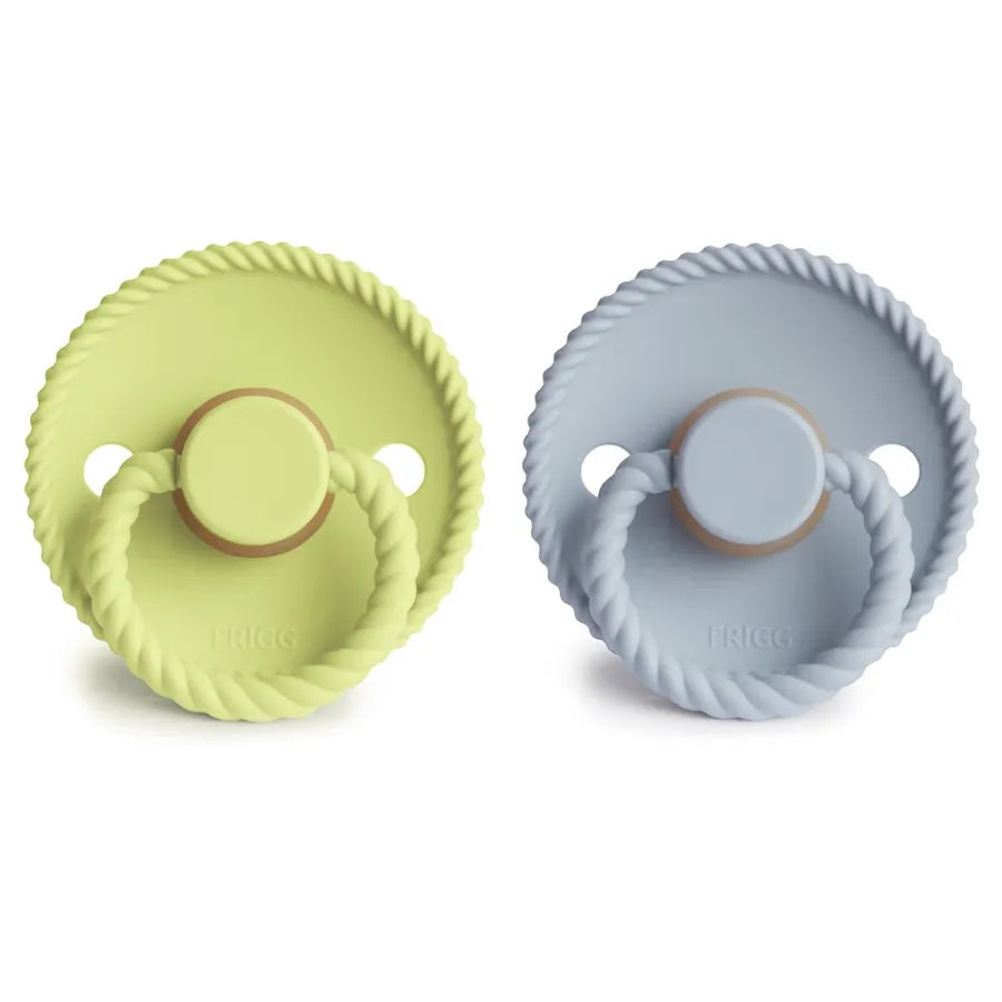 Suzete din cauciuc natural Rope, set de 2 bucăți, green tea/powder blue