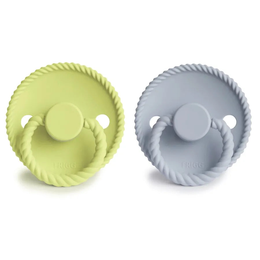 Suzete din silicon Rope, set de 2 bucăți, green tea/powder blue